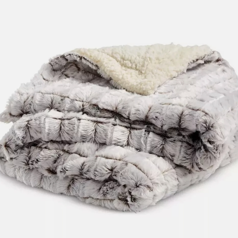 NWT Royal Luxe Micro Mink Sherpa Reversible throw blanket brown 50x60 - Picture 6 of 7